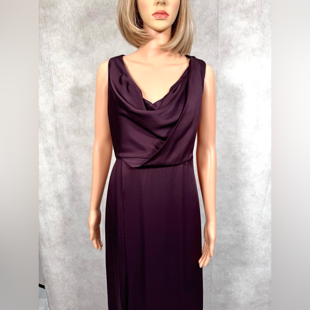 Halston Heritage Purple Sleeveless Cowl Neck Maxi Dress
